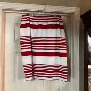 Dainty Jewells Red Striped Pencil Skirt